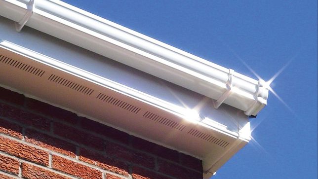 Plastic guttering installed on a customer roof